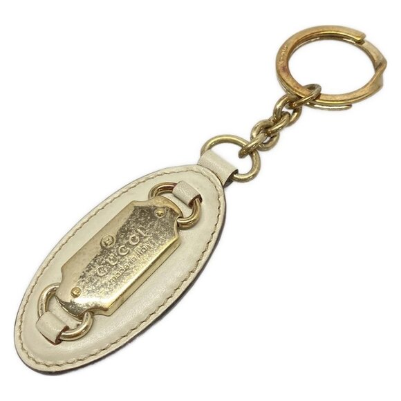 Auth GUCCI Guccissima - Gray-Beige Leather Bag Charm - Picture 1 of 5